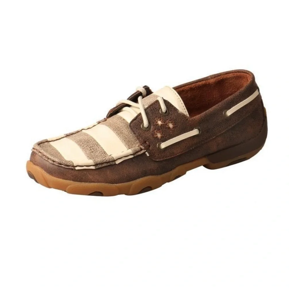 Twisted X Womens Boat Leather Faded Flag sz 9.5